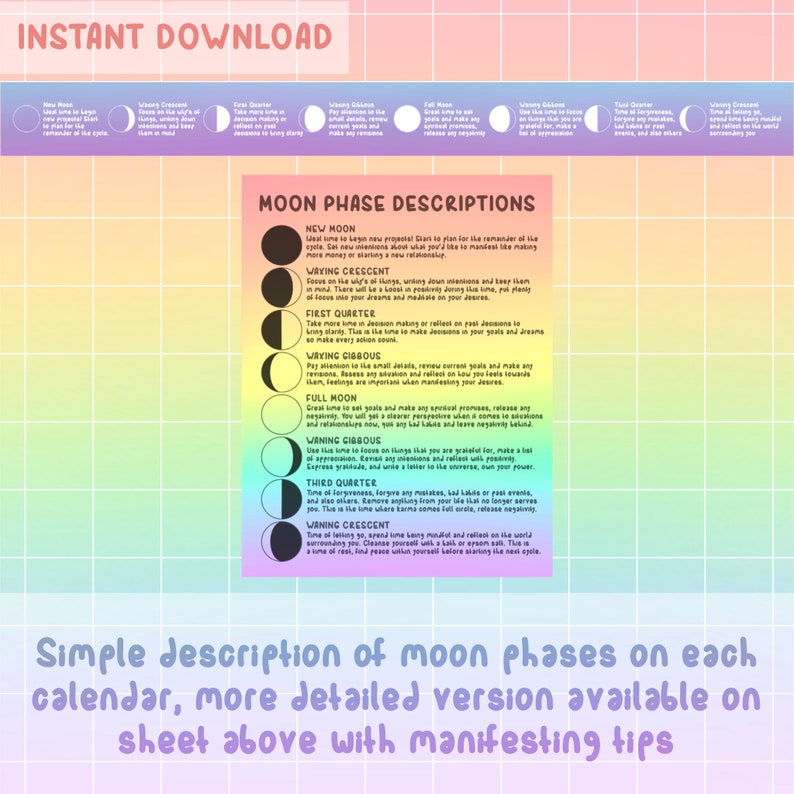 Printable Digital Downloadable Lunar Calendar 2023 Bundle Etsy
