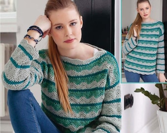 Womens sweater CROCHET PATTERNsweater sleeves long Lacy summer blouse pattern English(US)