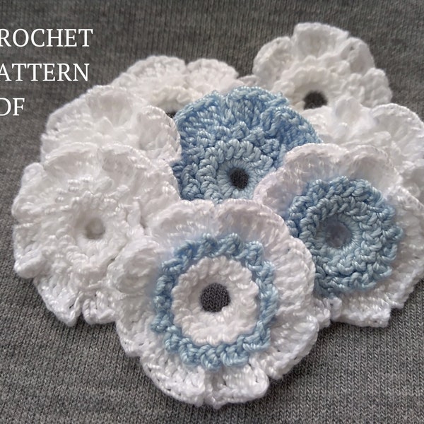Lace flower motif pattern, Irish lace motif,crochet PDF file,Ukraine shop