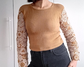 Handmade crochet sweater women Woolen pullover