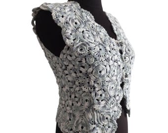 Crochet Vest Women Irish Lace Gilet