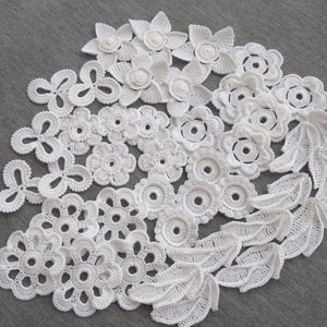 Crochet motifs fleurs blanches Lot de 40pc motifs crochet