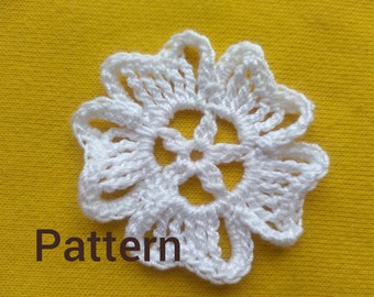 Crochet motif pattern Irish Lace motif Crochet pattern flower motif White crochet motif flower tutorial