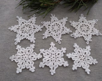 クリスマスツリー装飾かぎ針編み 6 個セットクリスマス雪の結晶かぎ針編みクリスマス家の装飾冬の飾り
