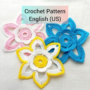 Crochet Flower Motif Pattern  Irish Crochet Flower Appliqué   PDF Crochet Pattern