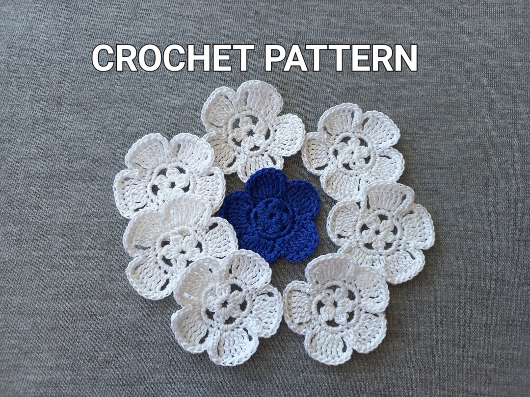 Crochet Flower Pattern Lace Flower Pattern Flower Appliques Pattern ...