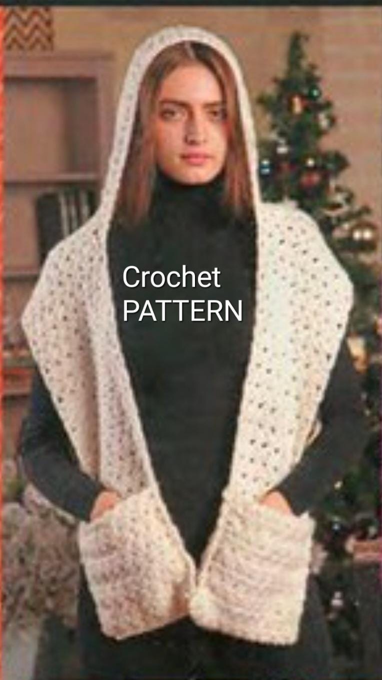 Pattern Crochet Scarf Hood Scarf With Pockets Pattern - Etsy