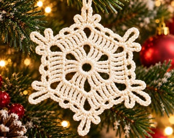 Gehäkelte Schneeflocke: PDF-Anleitung, einfache weihnachtliche Häkelanleitung, Weihnachtsbaumschmuck