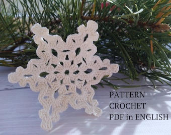 Pattern crochet snowflake - Christmas crochet decor - Easy pattern snowflakes