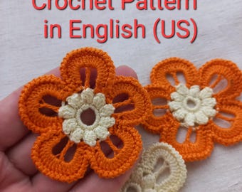 3d Crochet Flower Motif Pattern PDF Tutorial Step by step