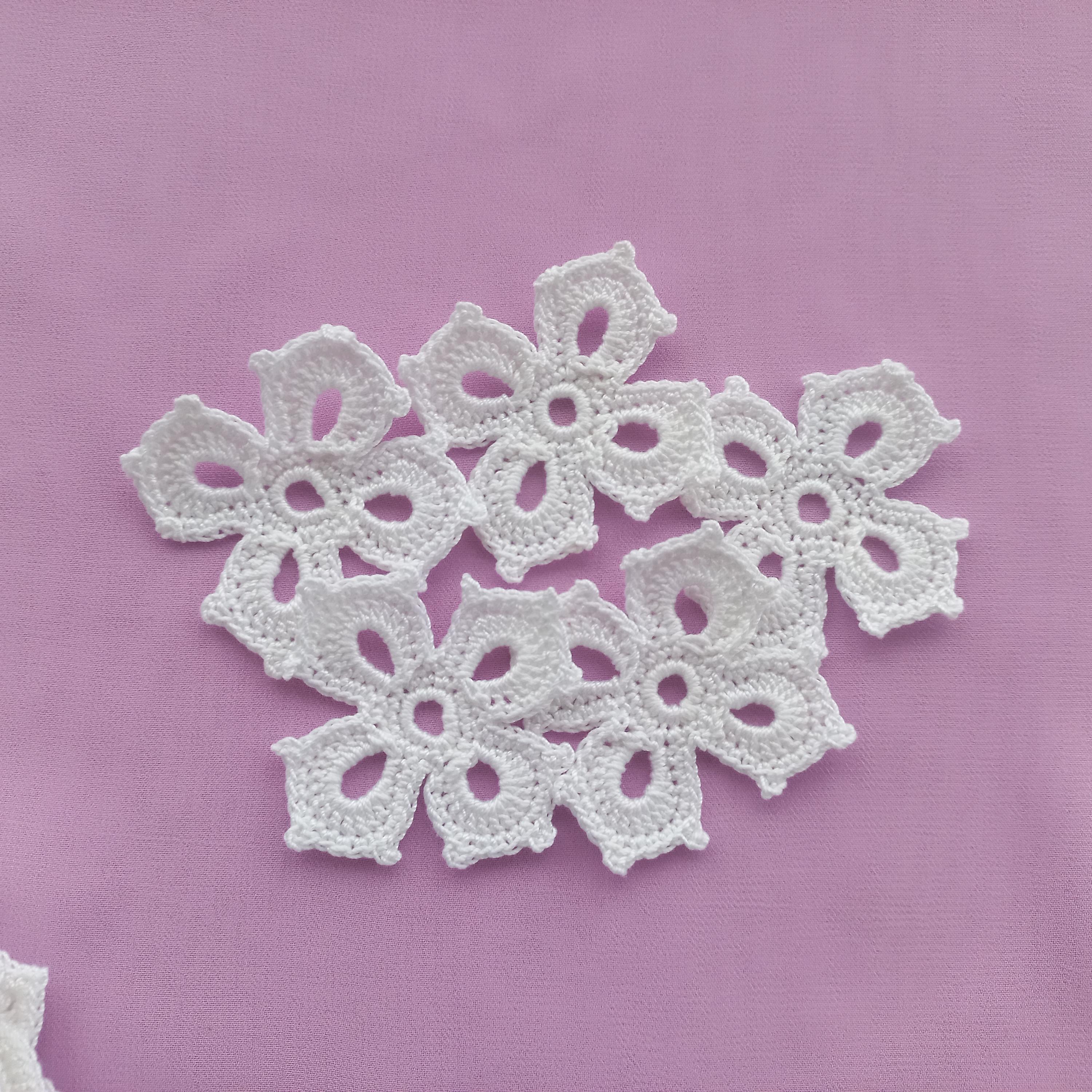 Crochet Lace Flower Motif Irish Crochet Motif Set of 30 Pieces