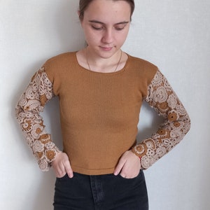 Crochet wome&#39;s sweater Crochet crop pullover