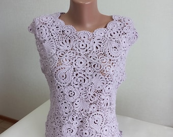 Irish Lace Crochet Top Women Summer Cotton Top Handmade Crochet Blouse Floral Lace Tank Top Boho Crochet Clothing