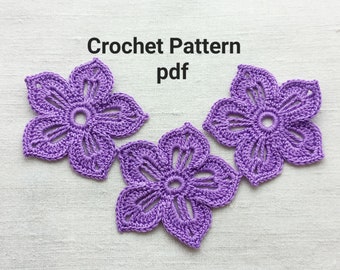 Irish crochet pattern Crochet flower pattern Irish lace pattern Crochet tutorial  Crochet applique Pattern pdf