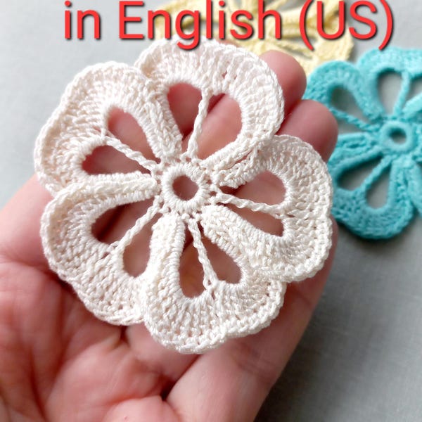Irish Lace flower motif Pattern pdf tutorial crocheting