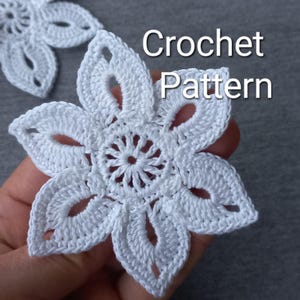 Crochet flower motif Pattern Irish crochet applique Easy pattern motif