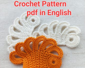 Crochet Flower Motif Pattern: Irish Lace Vintage Crochet, Motif PDF Pattern,Lace Flower Applique
