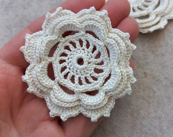 Crochet Flower Motif Pattern: Irish Lace Floral Applique PDF, Vintage Style Lace Design