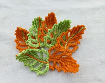 Fall Decor Gift Set of 7pieces Leaf Motif Crocheted