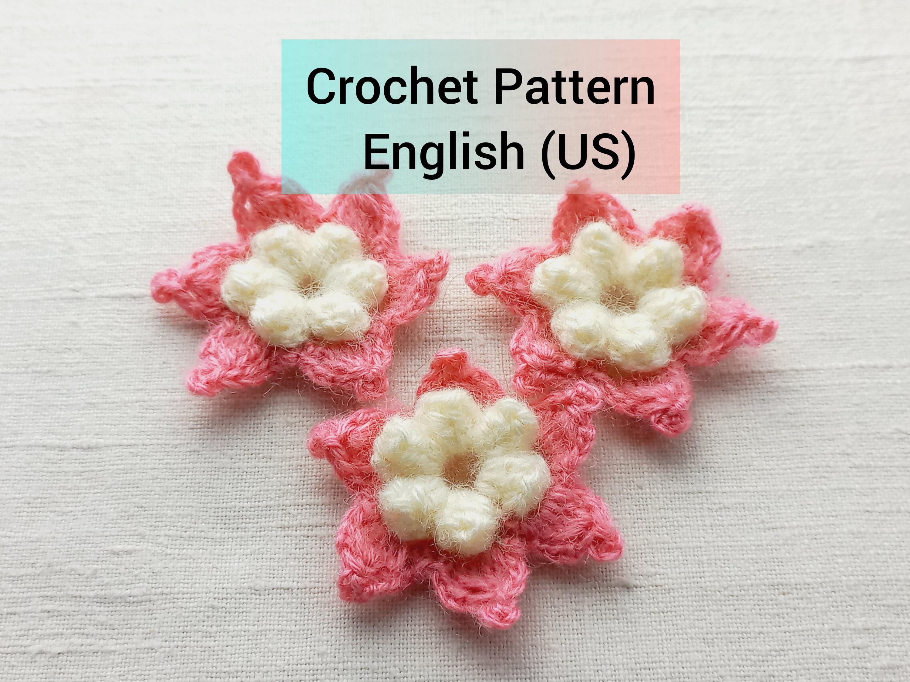 Wool flower crochet Pattern 3D Crochet flower Crochet applique Pattern