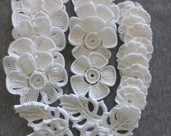 Crochet Applique Flower Irish Lace Motif 35pcs