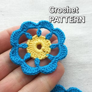 Crochet flower motif Pattern Easy Irish lace motif Diy Blossom applique Pattern