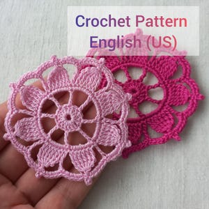 Crochet flower motif Pattern Irish crochet applique Easy pattern motif