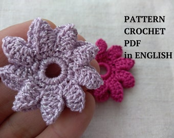 Motivo floreale all'uncinetto PATTERN Motivo floreale 3d Schema semplice all'uncinetto Fiore per decorare abiti PDF