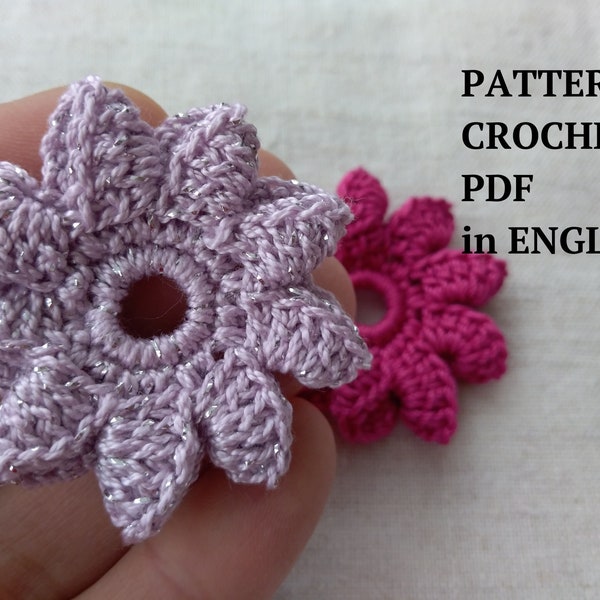 Pattern Crochet Flower - Crochet Applique Flower - 3D Flower Pattern