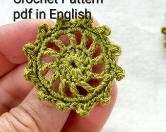 Round Crochet Motif Pattern  PDF Tutorial for Applique Easy Master Class