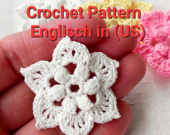Flower Crochet Motif Pattern PDF Irish Lace Floral Motif Crochet Applique Vintage Lace Crochet Pattern