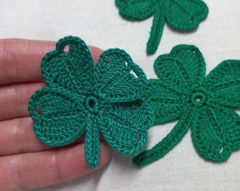 Shamrock Clover Crochet Pattern PDF Four Leaf Clover Crochet St Patrick's Day Crochet Pattern Lucky Clover Applique Irish Crochet Pattern