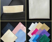 Cream Pocket Square Handkerchief Hanky Kerchief Faux Silk. White Cream Pink Purple Red Blue Navy Black