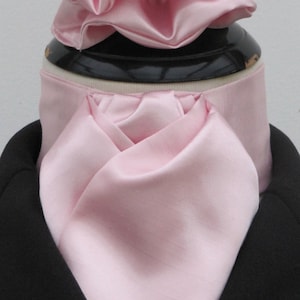 Ready Tie or Self Tie Baby Pink Faux Sik Riding Stock  Scrunchie