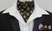 Mens Black & Gold Fleur de Lys Design 100% Cotton Ascot Cravat + Handkerchief 