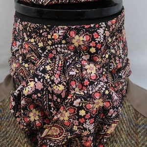 Ready Tied or Self Tie Black and Orange Paisley Cotton Riding Stock Tie/Scrunchie