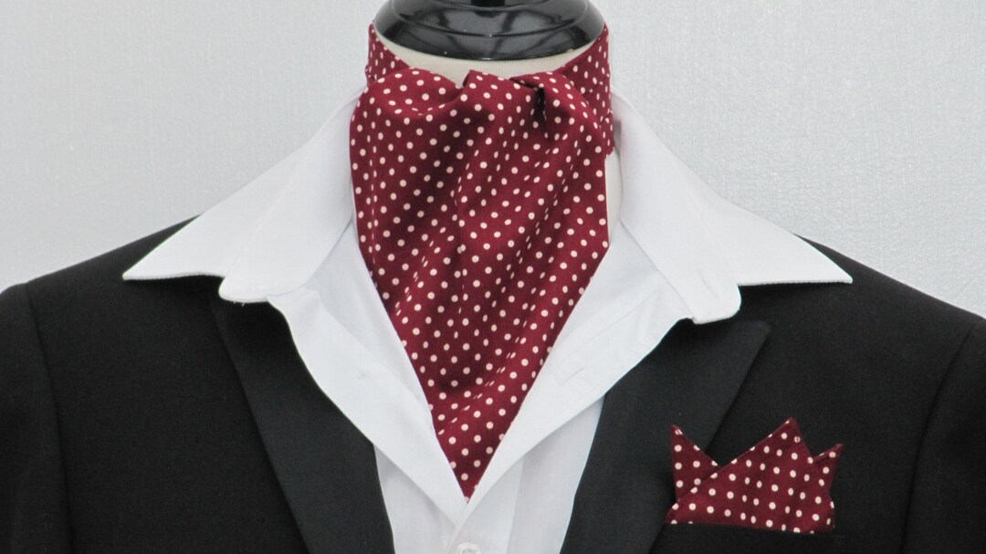 Mens Burgundy and Cream Pin Dot Cotton Ascot Cravat Kerchief - Etsy