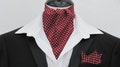 Mens Burgundy and Cream Pin Dot Cotton Ascot Cravat / Pocket Square