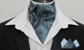Mens Airforce Blue Shot Paisley Satin Ascot Cravat / pocket square