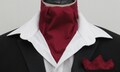 Mens Burgundy Plain 100% Cotton Ascot Cravat / Pocket Square