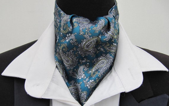 Cream & Silver Paisley Satin Self-Tie Ascot Cravat Cream & Silver Paisley Satin Self-Tie Ascot Cravat