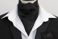 Mens Black Shot Paisley Satin Ascot Cravat / Pocket Square