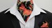 Mens Black, Red & Orange Rose Design Cotton Ascot Cravat + Kerchief 