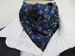 Mens Navy Blue with Purple Tulip Design 100% Silk Ascot Cravat + Kerchief 