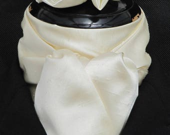 Ready Tied or Self Tie Cream Faux Silk Dressage Riding Stock and Scrunchie