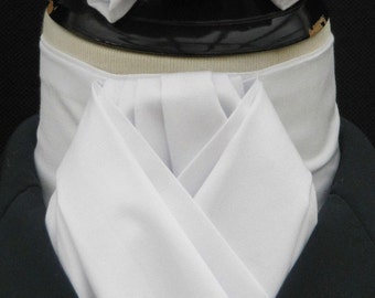 Ready Tie or Self Tie Plain White 100 % Cotton Riding/Hunting/Dressage Stock, Scrunchie