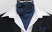 Mens Navy Blue Faux Silk Ascot Cravat + Kerchief 