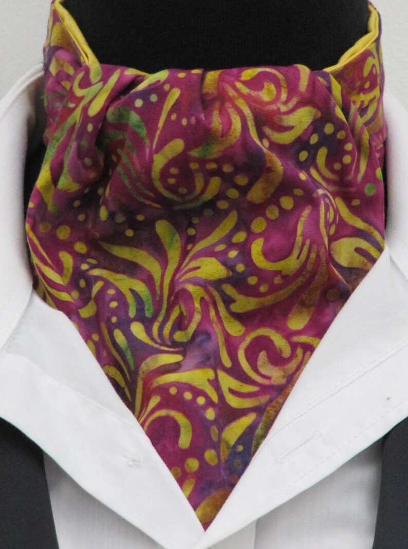 Kerchief Mens Pink Purple /& Yellow Batik Design Cotton Ascot Cravat