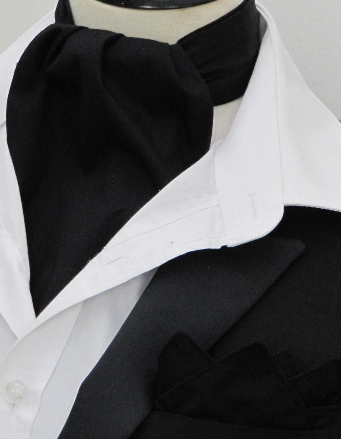 Mens Plain Black Cotton Ascot Cravat Kerchief - Etsy