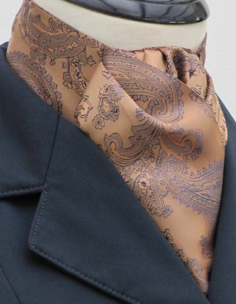 Ready tied or Self Tie Copper and Navy Paisley Satin Riding Etsy